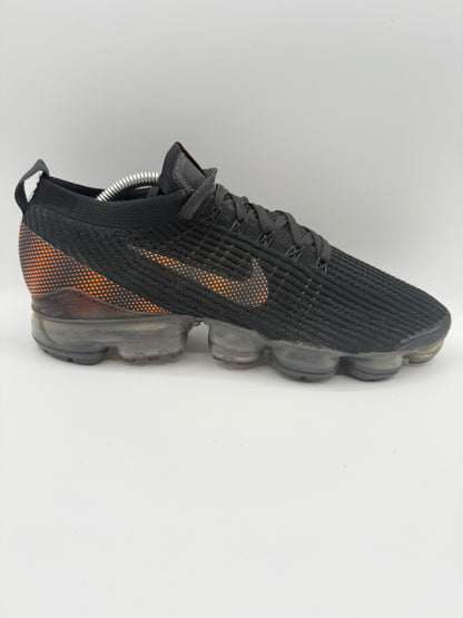 L802 Nike Air VaporMax Flyknit 3 Black Total Orange Dark Smoke Grey UK 9
