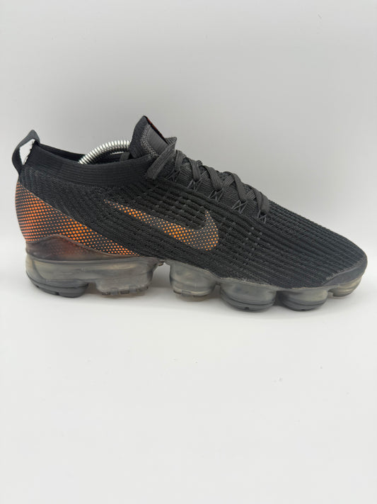 L802 Nike Air VaporMax Flyknit 3 Black Total Orange Dark Smoke Grey UK 9