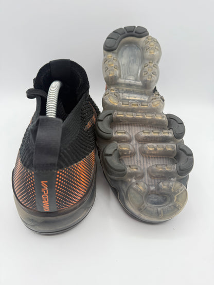 L802 Nike Air VaporMax Flyknit 3 Black Total Orange Dark Smoke Grey UK 9