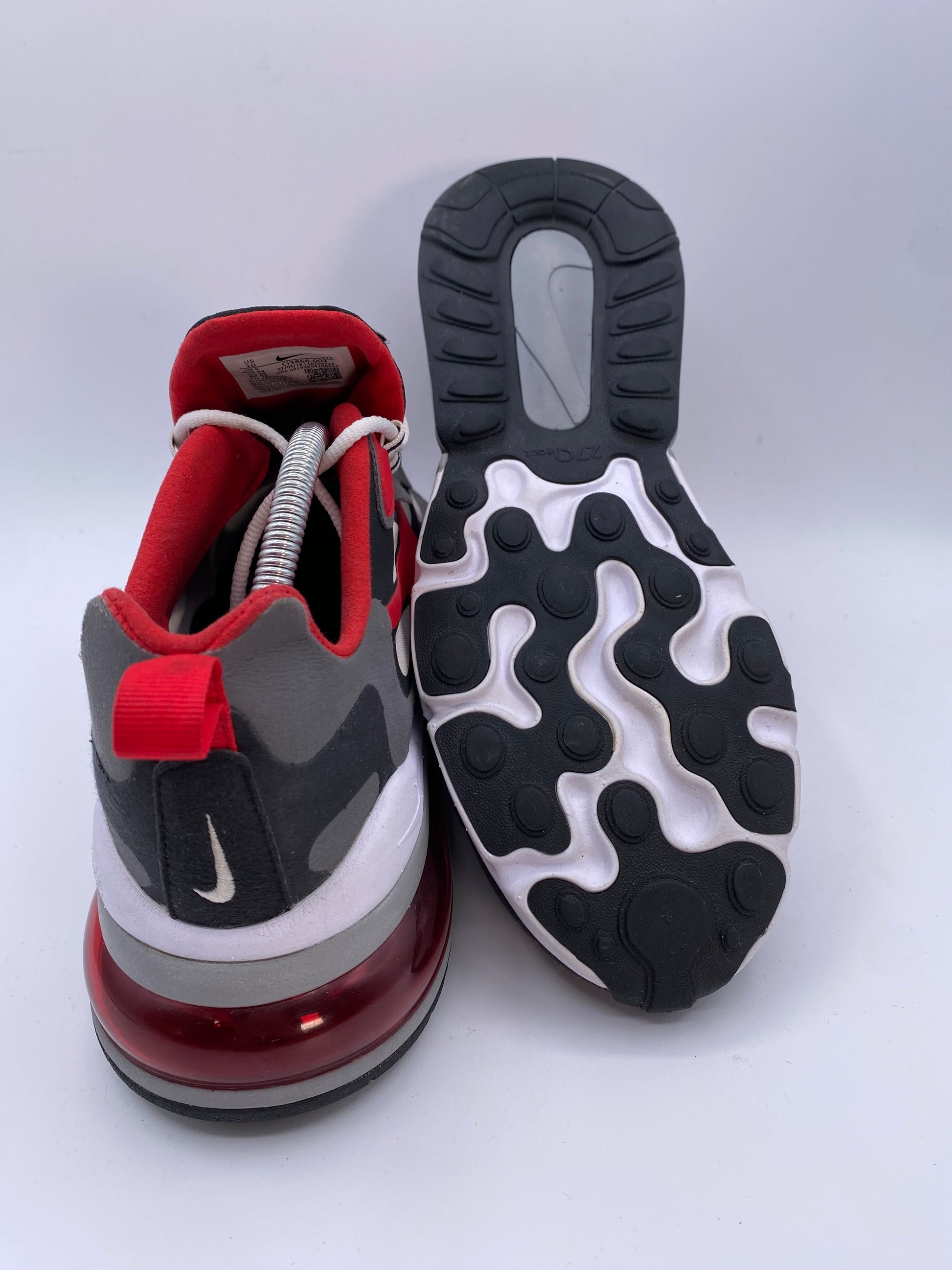 Nike Air Max 270 React Black Iron Grey Uni Red UK 9 - RecycledStreetwear