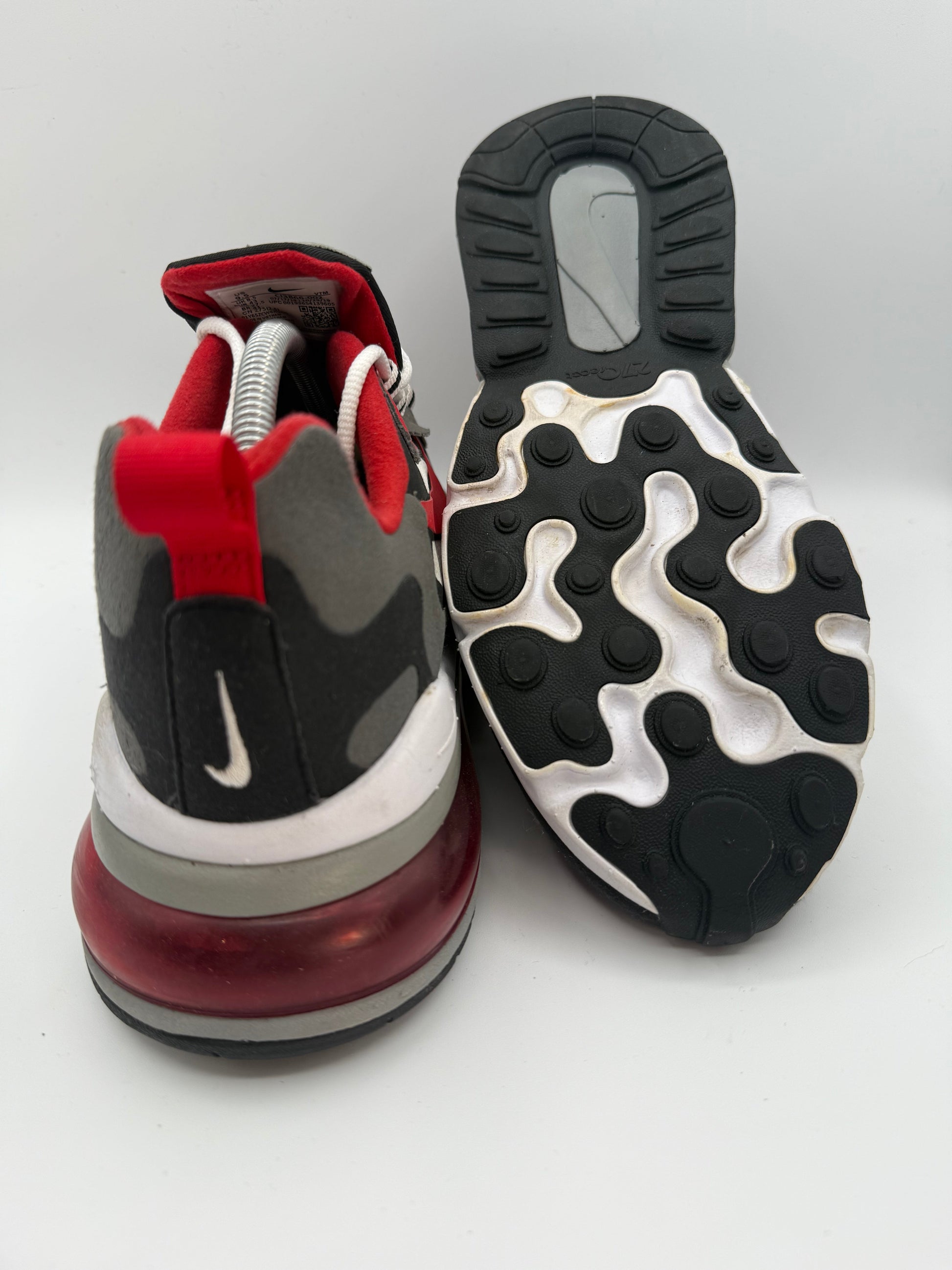 Nike Air Max 270 React Black Iron Grey University Red UK 8.5 - RecycledStreetwear