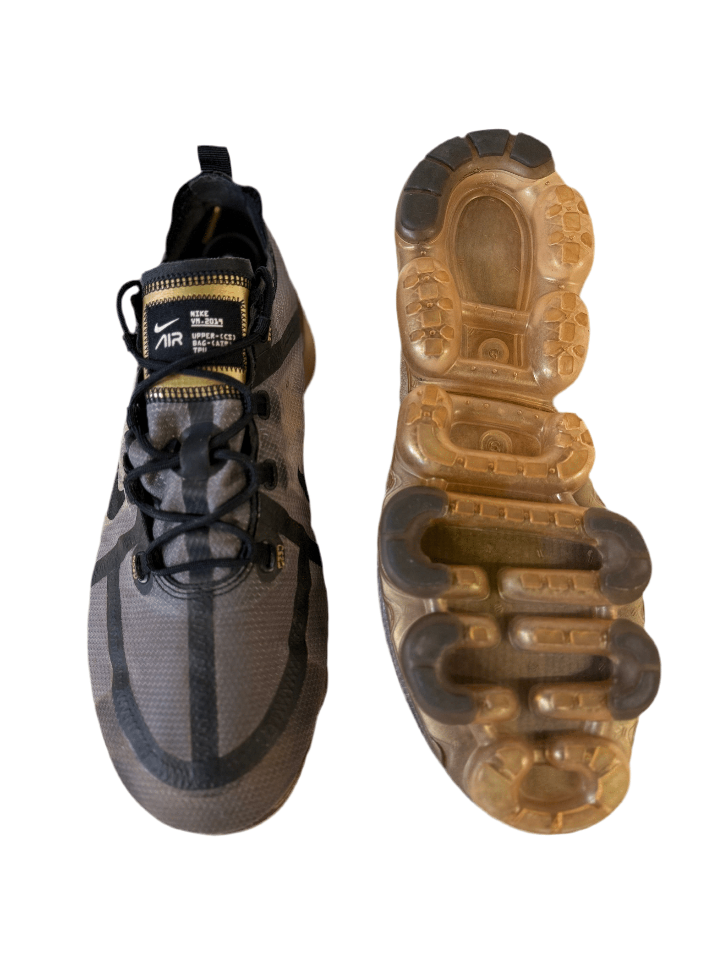 Nike Air VaporMax 2019 'Black Metallic Gold' uk 11 - RecycledStreetwear